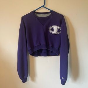 Frankie Collective Champion Cropped Crewneck in Purple